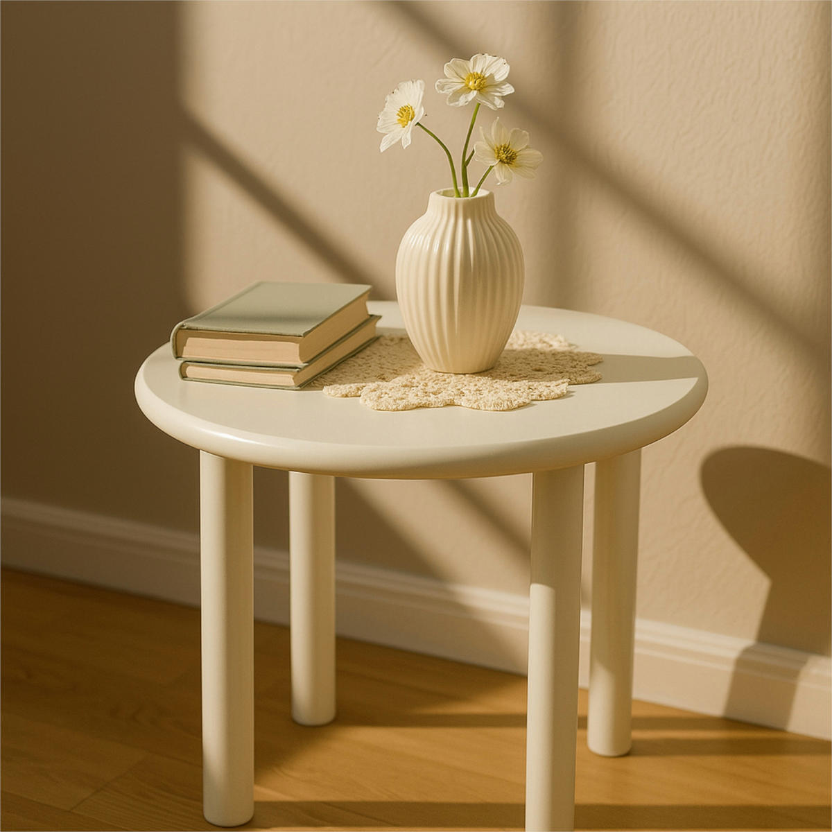 COUCHTISCH Holzoptik Weiß Rundtisch 45x42 cm - Weiß, Holzwerkstoff (45/45/42cm) - Begryf