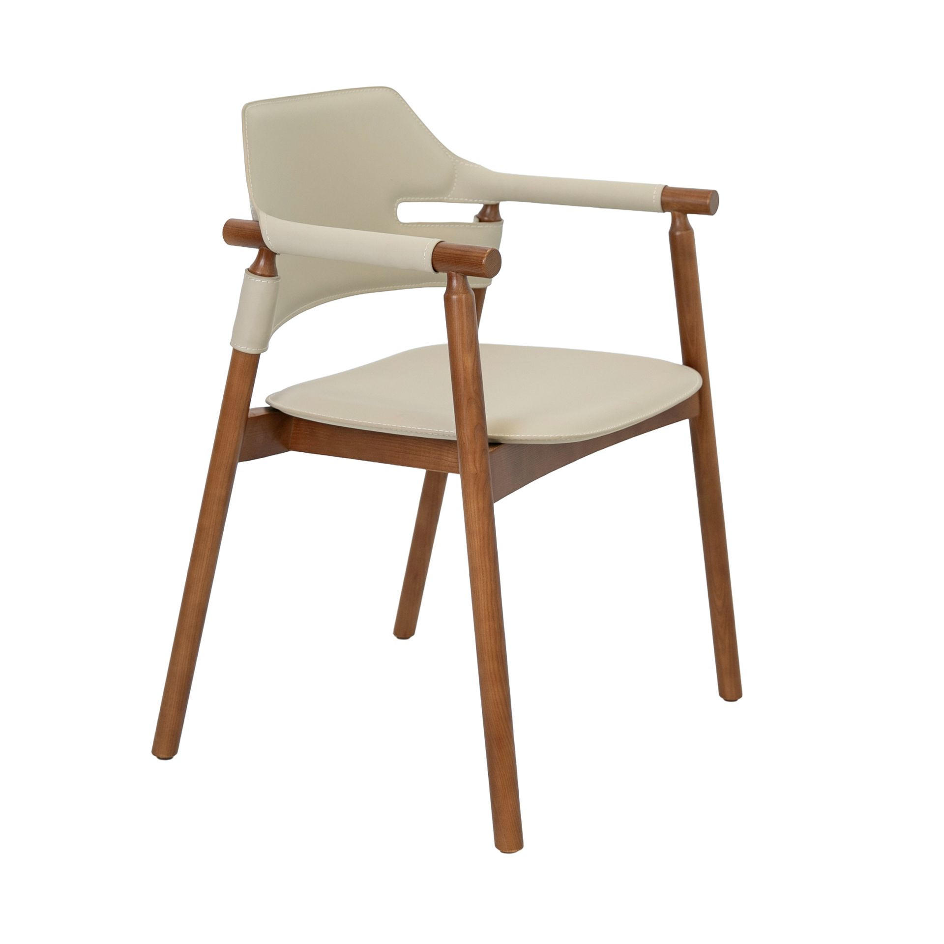 STUHL Stuhl aus regeneriertem Leder in Sandfarbe 61/56/79 cm - Sandfarben/Gelb, Leder/Holz (61/79/56cm) - ANGEL CERDA