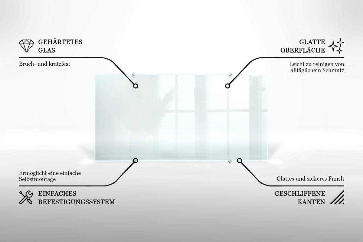 KÜCHENRÜCKWAND 120 x 60 cm Transparente Glasplatte - Transparent, Glas (120/60/0.4cm) - TULUP