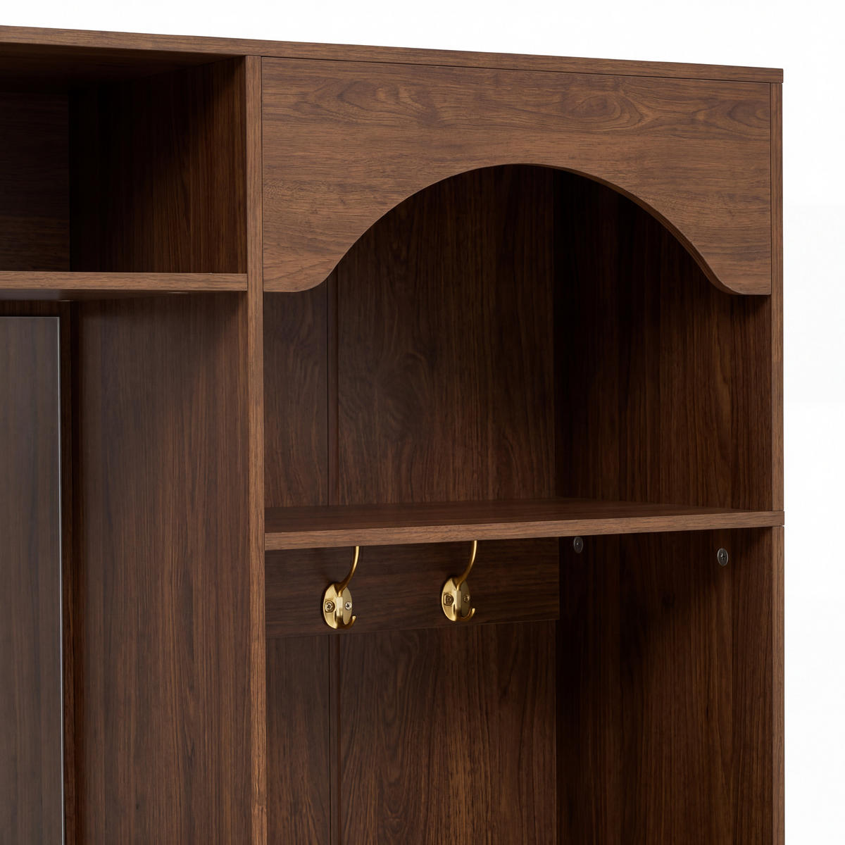 GARDEROBE-SET in Walnussfarben Flurmöbel Set mit Spiegel und Sitzbank für Flur, B100/T35/H180cm - Walnussfarben, Holzwerkstoff (100/180/35cm) - STILVORA