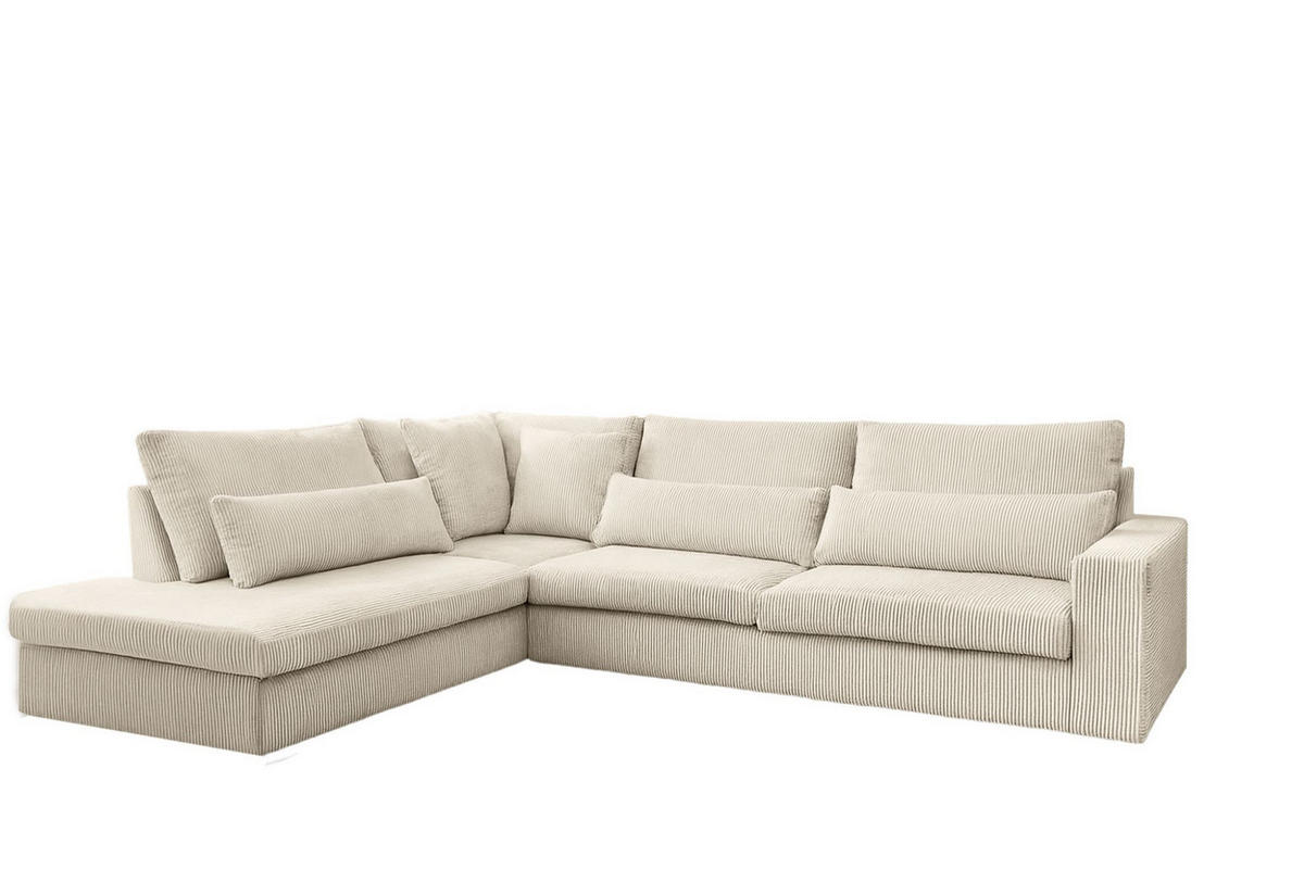 ECKSOFA L-Form SVEN Stoff Poso Ecru Links - Ecru, Textil (315/245cm) - Kaiser Möbel