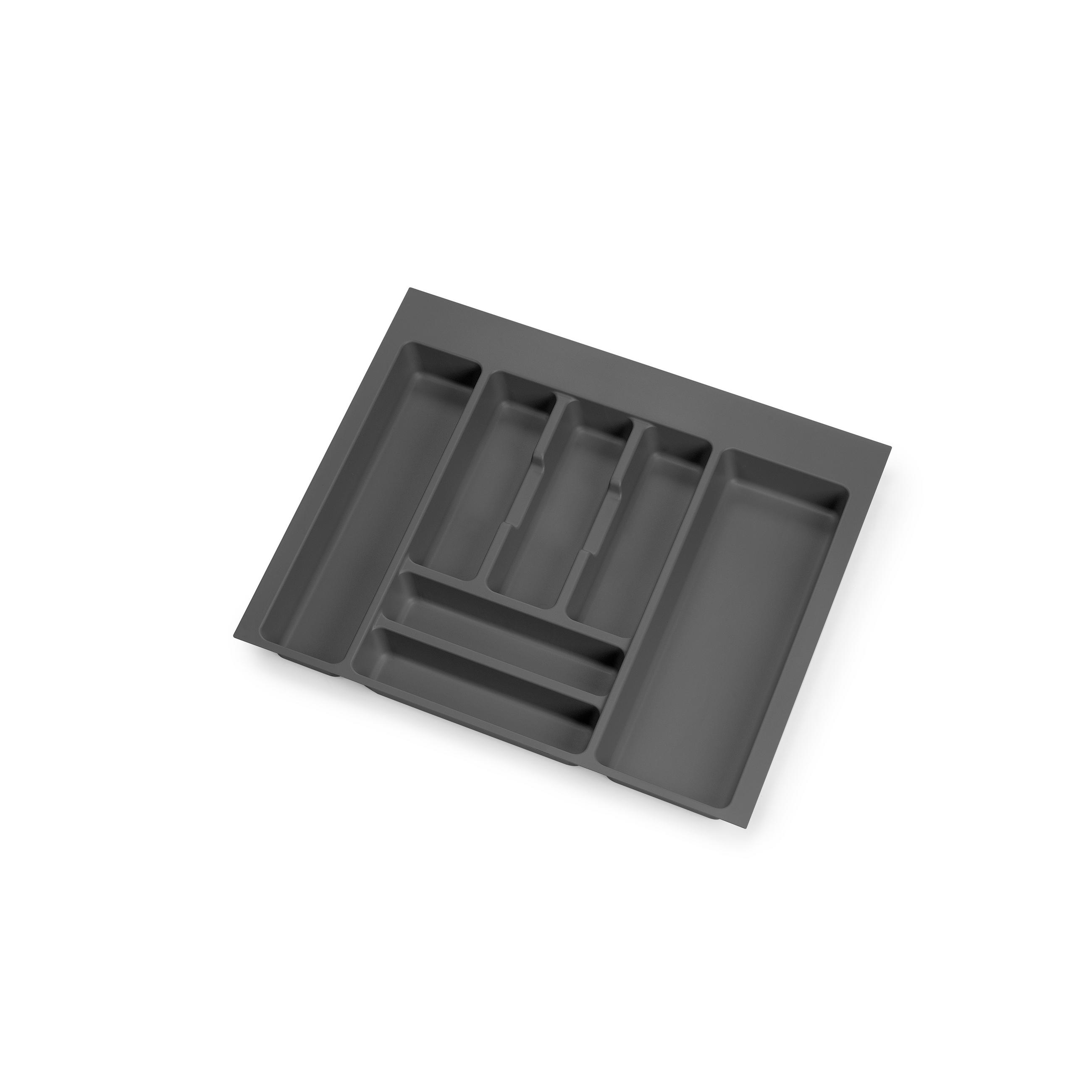 BESTECKEINSATZ Optima für Universalschublade, Modul 600mm, Kunststoff, Anthrazitgrau - Anthrazit, Kunststoff (44.8/6/52.2cm) - EMUCA