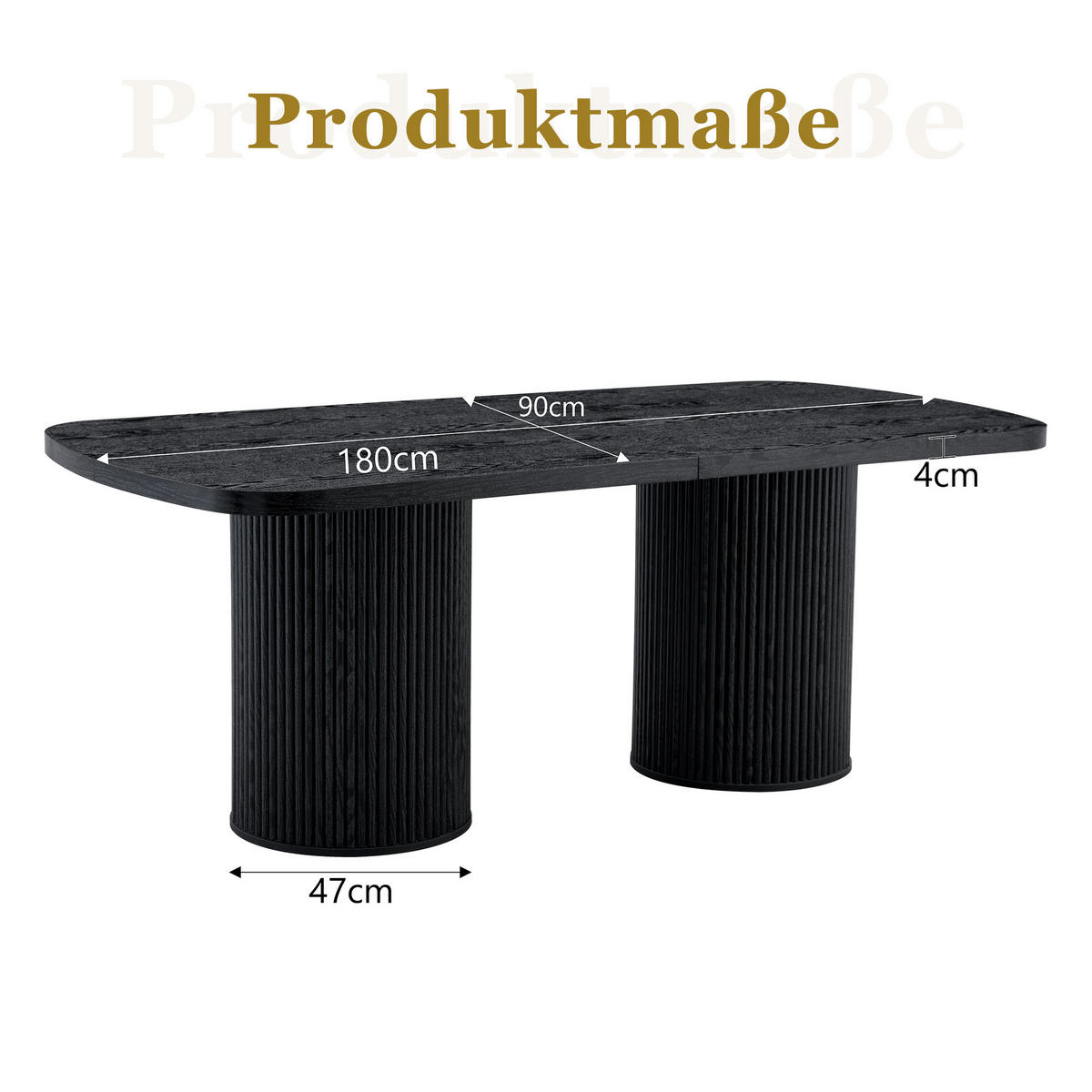ESSTISCH Holzoptik Schwarz 180/90/76 cm - Schwarz, Holz (90/180/76cm) - PANGIVO