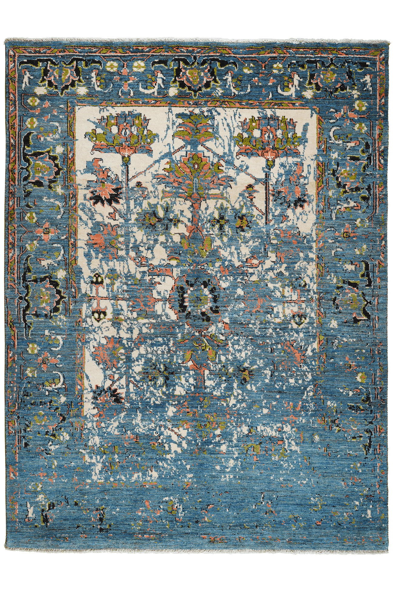 TEPPICH Rizbaf Blau 205/155 cm Schurwolle - Blau, Textil (155/205cm) - Looma