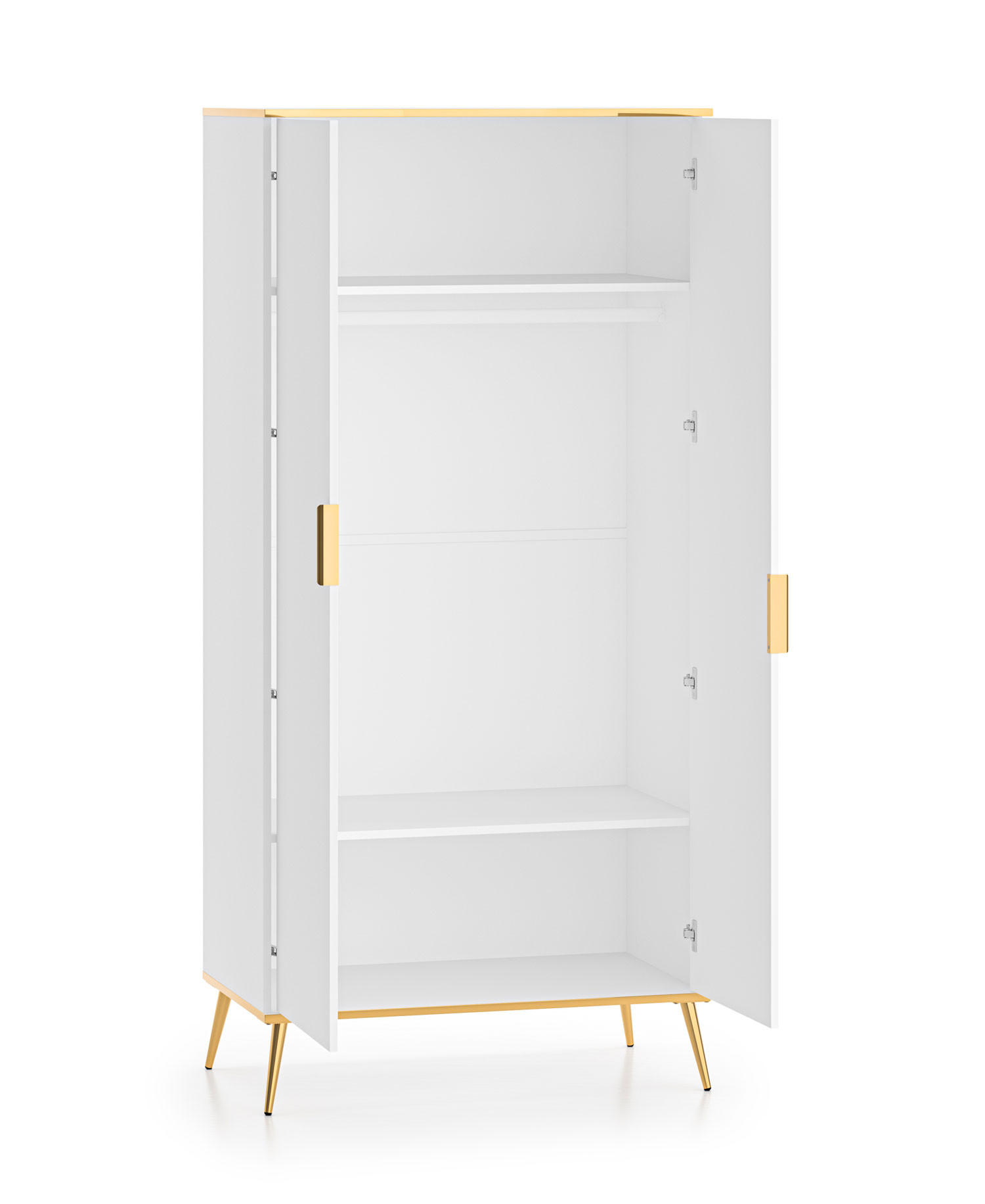 KLEIDERSCHRANK Viterbo Alpinweiß matt / goldfarben 92 / 53 / 1925cm - Goldfarben/Weiß, Holz/Holzwerkstoff (92/195/53cm) - Feldmann-Wohnen