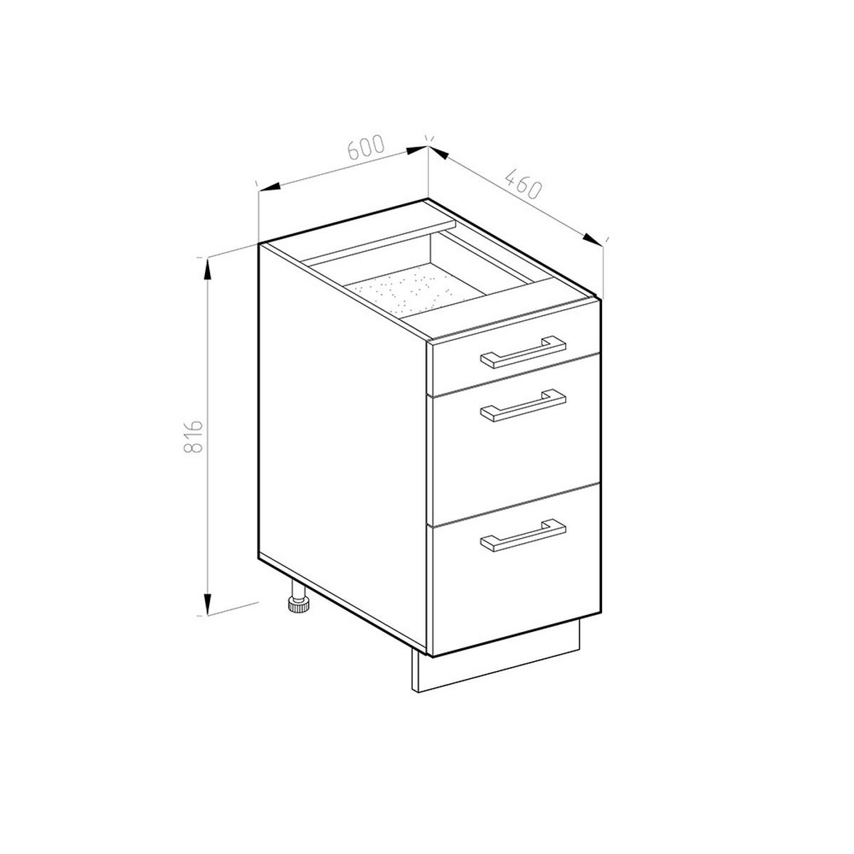 KÜCHENUNTERSCHRANK R-Line Anthrazit Hochglanz 60 cm mit Schubladen AP Eiche - Anthrazit/Eiche Wotan, Holzwerkstoff (60/81.6/60cm) - Vicco