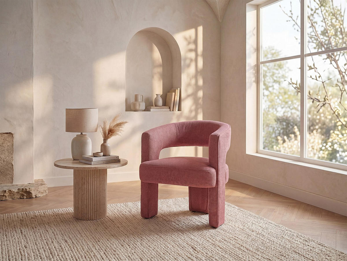 SESSEL mit gerader Rückenlehne - 1 Person - stoff - terracotta Fontanova - Terracotta, Textil (66/75/63cm) - Vente-Unique