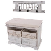 GARDEROBE MIT SITZBANK SHABBY Weiß 2er-Set - Weiß, Holz (62/42/33cm) - MCW