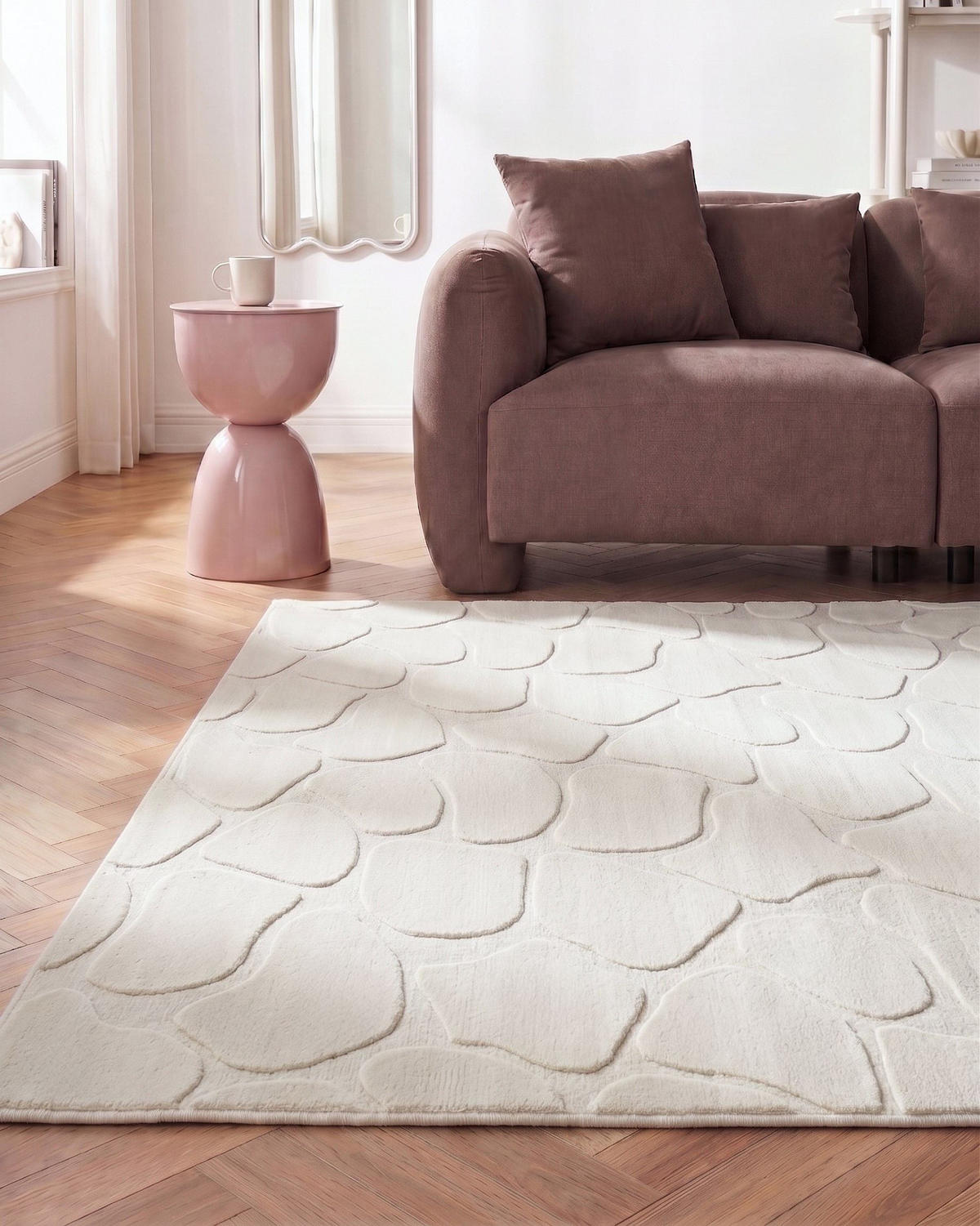 KOBEREC Krémově bílý 160/230 cm Kawi - bílá/krémová, textil (160/230cm) - Beliani