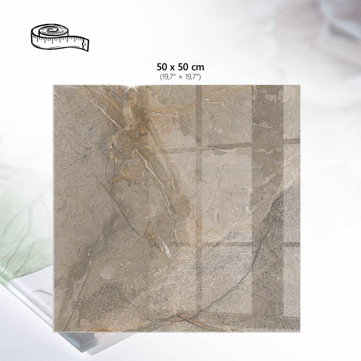 TISCHPLATTE 50x50 cm – Subtile Eleganz - Beige, Glas (50/50/0.4cm) - Wallfluent