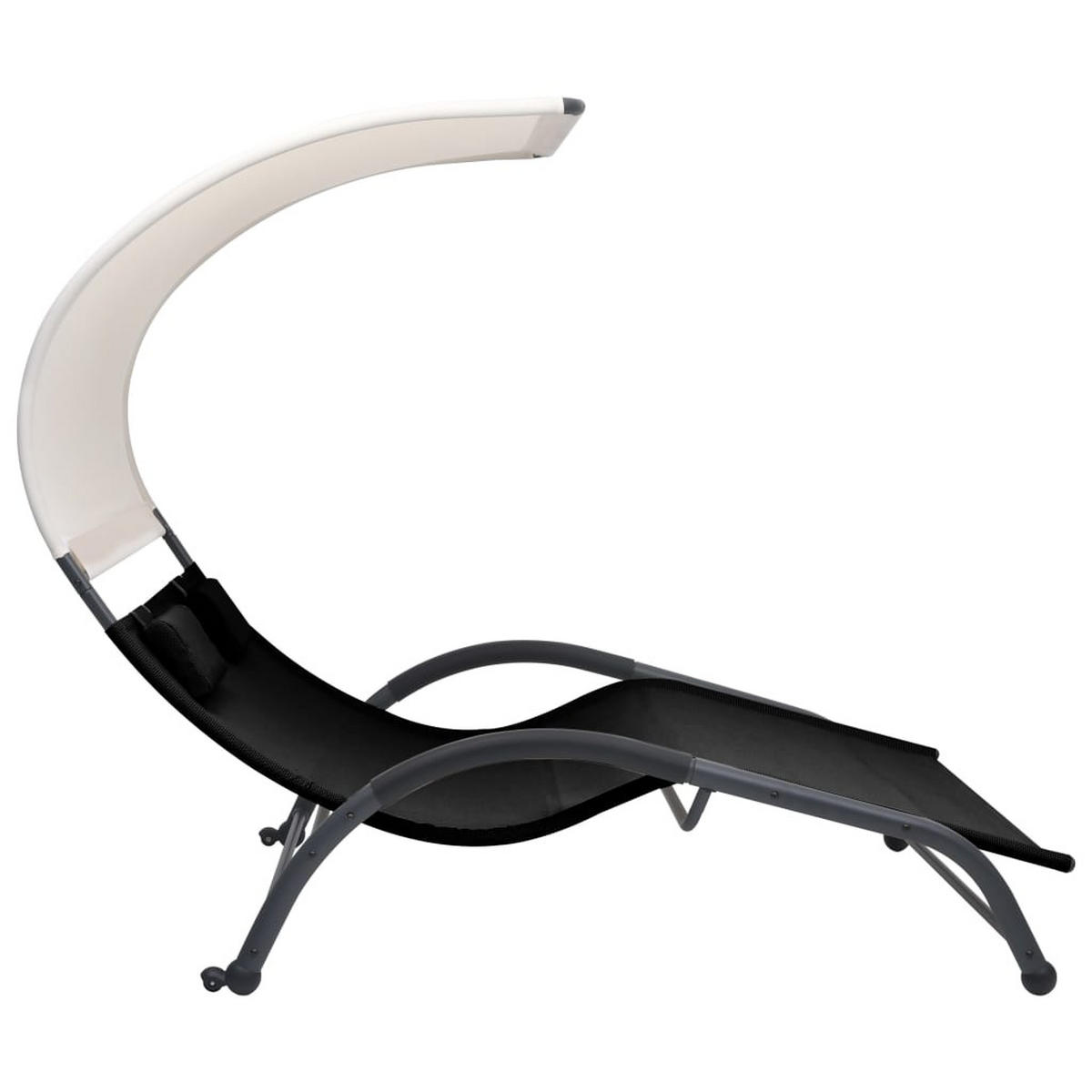 DOPPEL-SONNENLIEGE mit Sonnendach Textilene Schwarz - Schwarz, Metall (137/158/190cm) - furnicato