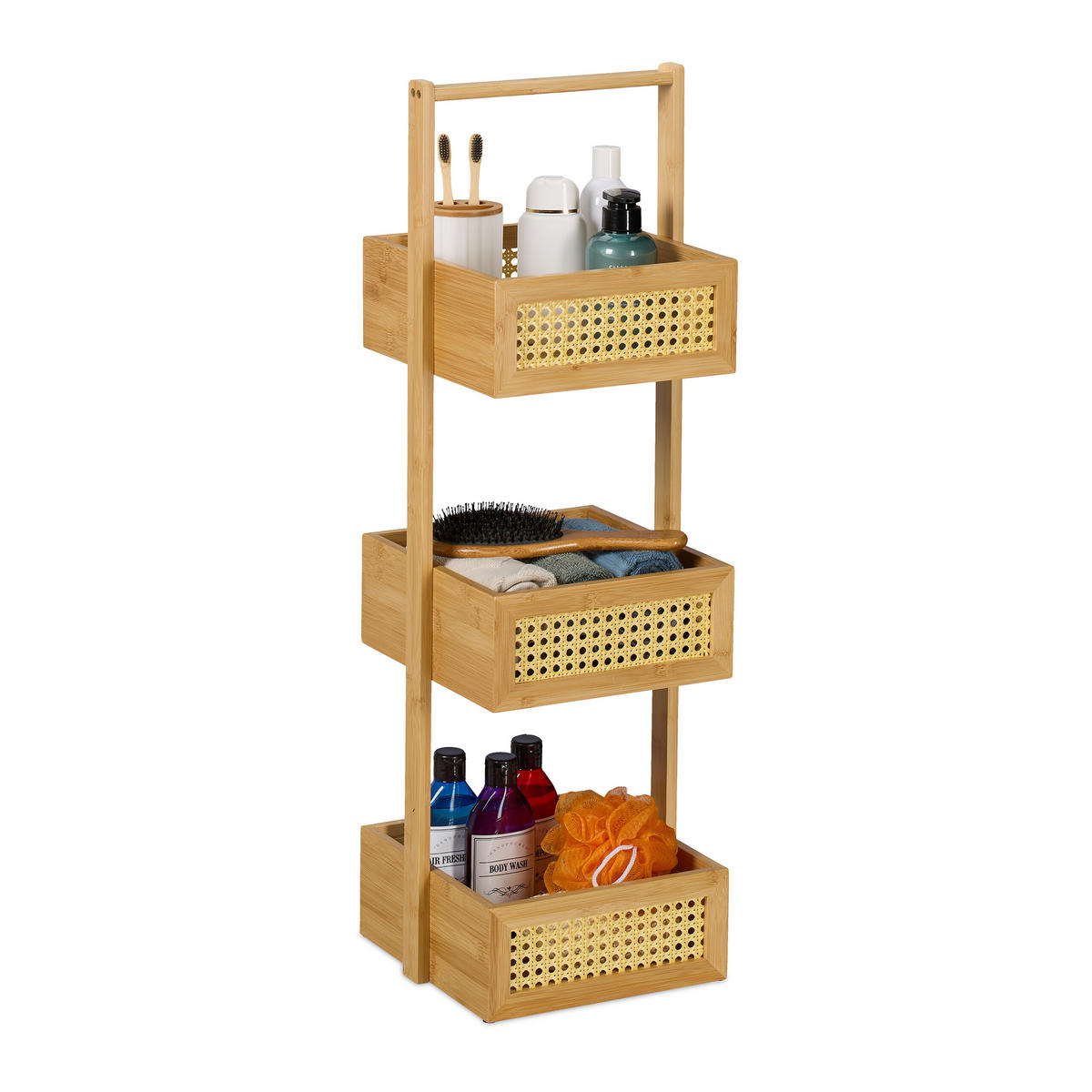 BADREGAL - Hellbraun, Holz/Holzwerkstoff (27/83/26cm) - Relaxdays