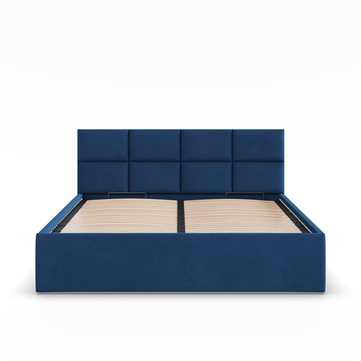 POLSTERBETT MIT KOPFTEIL 160x200 mit Bettkasten BORGO, Blau - Dunkelblau, Textil (160/200cm) - Mebligo