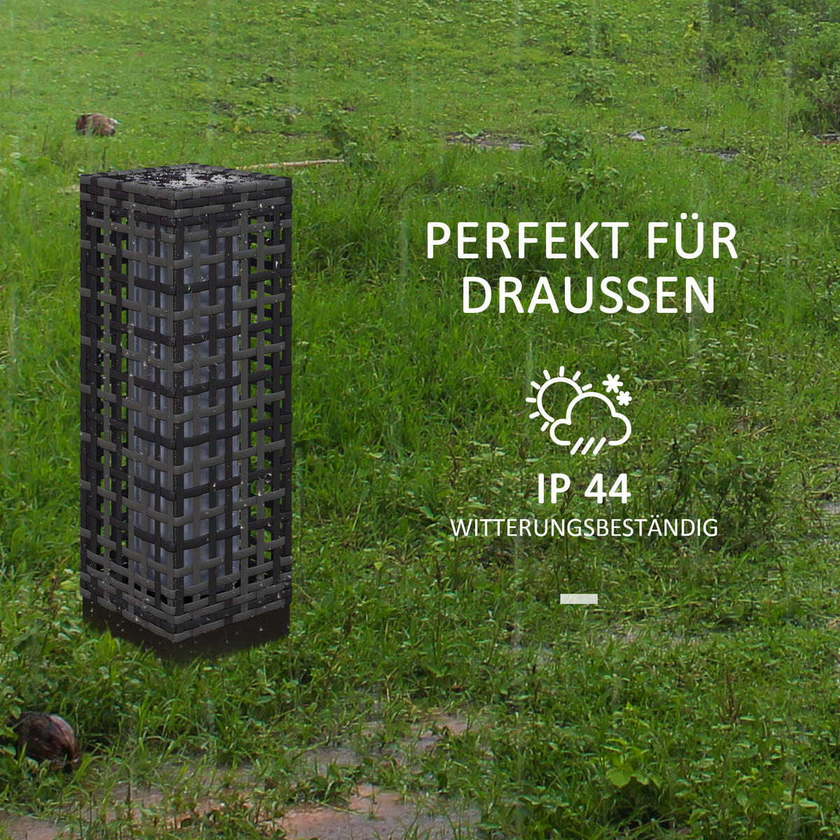 SOLARLEUCHTE, für Balkon, Terrasse, Stahl, Grau, 15,5 x 15,5 x 46 cm - Grau, Kunststoff (15.5/15.5/46cm) - Outsunny