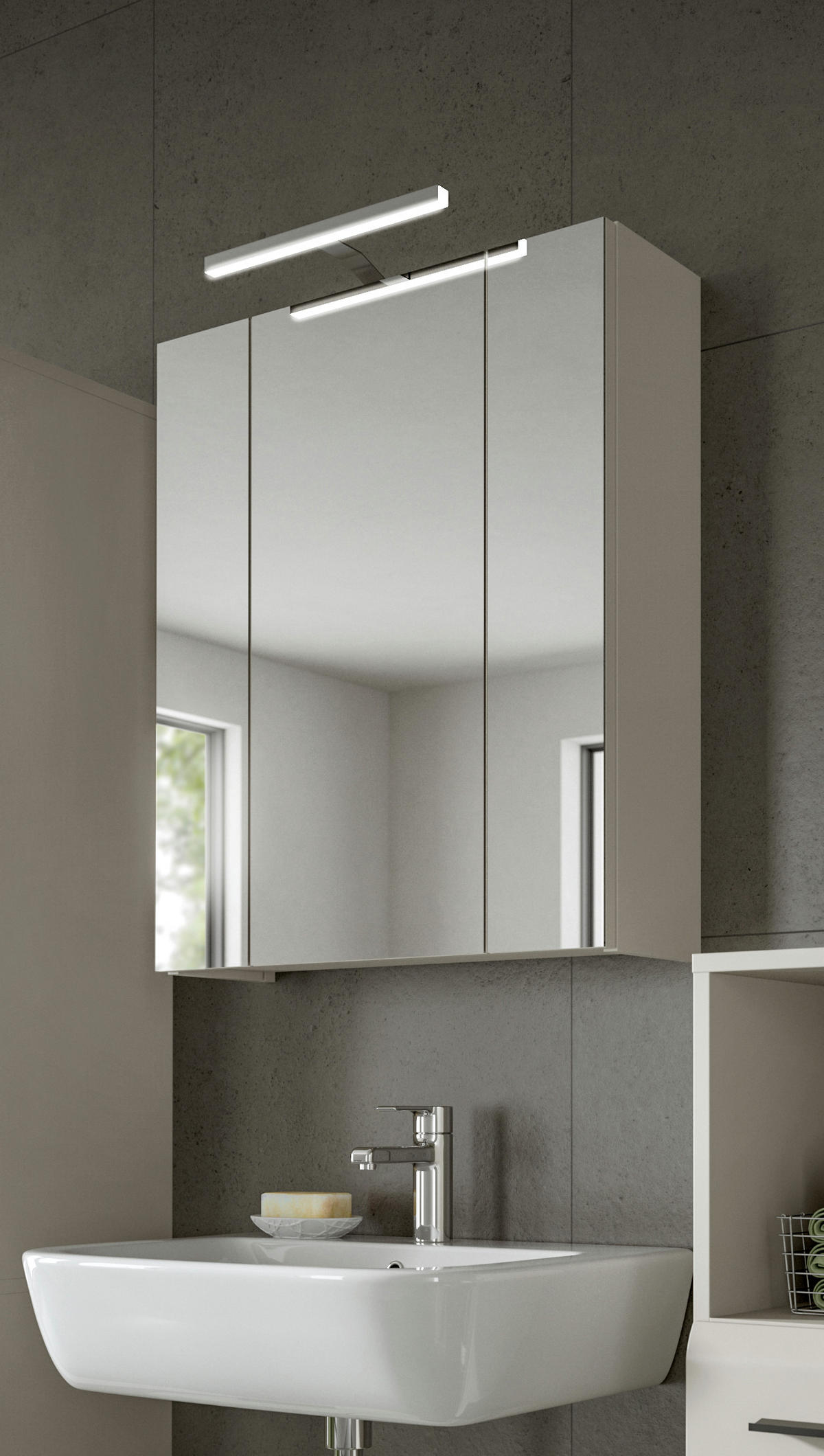 SPIEGELSCHRANK inkl. Beleuchtung ICE (B/H/T: ca. 60/70/18 cm) in Kaschmir/Spiegelglas - Kaschmir, Holzwerkstoff (60/70/18cm)
