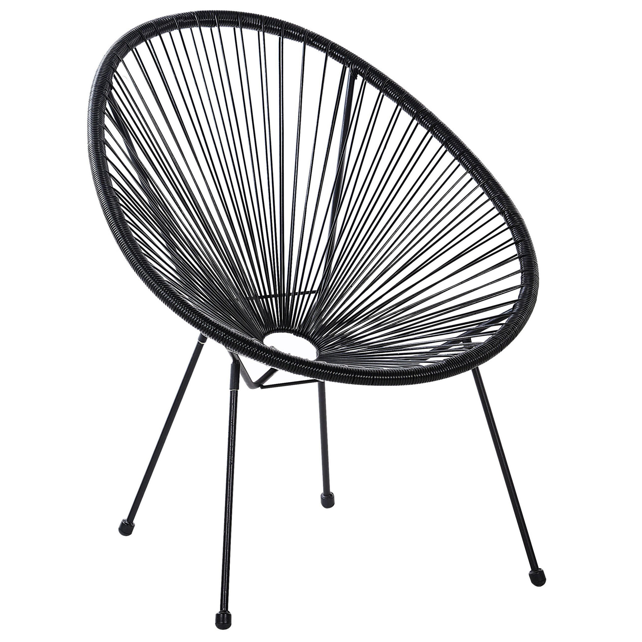 RATTANSTUHL Kunststoff schwarz 70 cm Acapulco II - Schwarz, Kunststoff (70/87/90cm) - Beliani