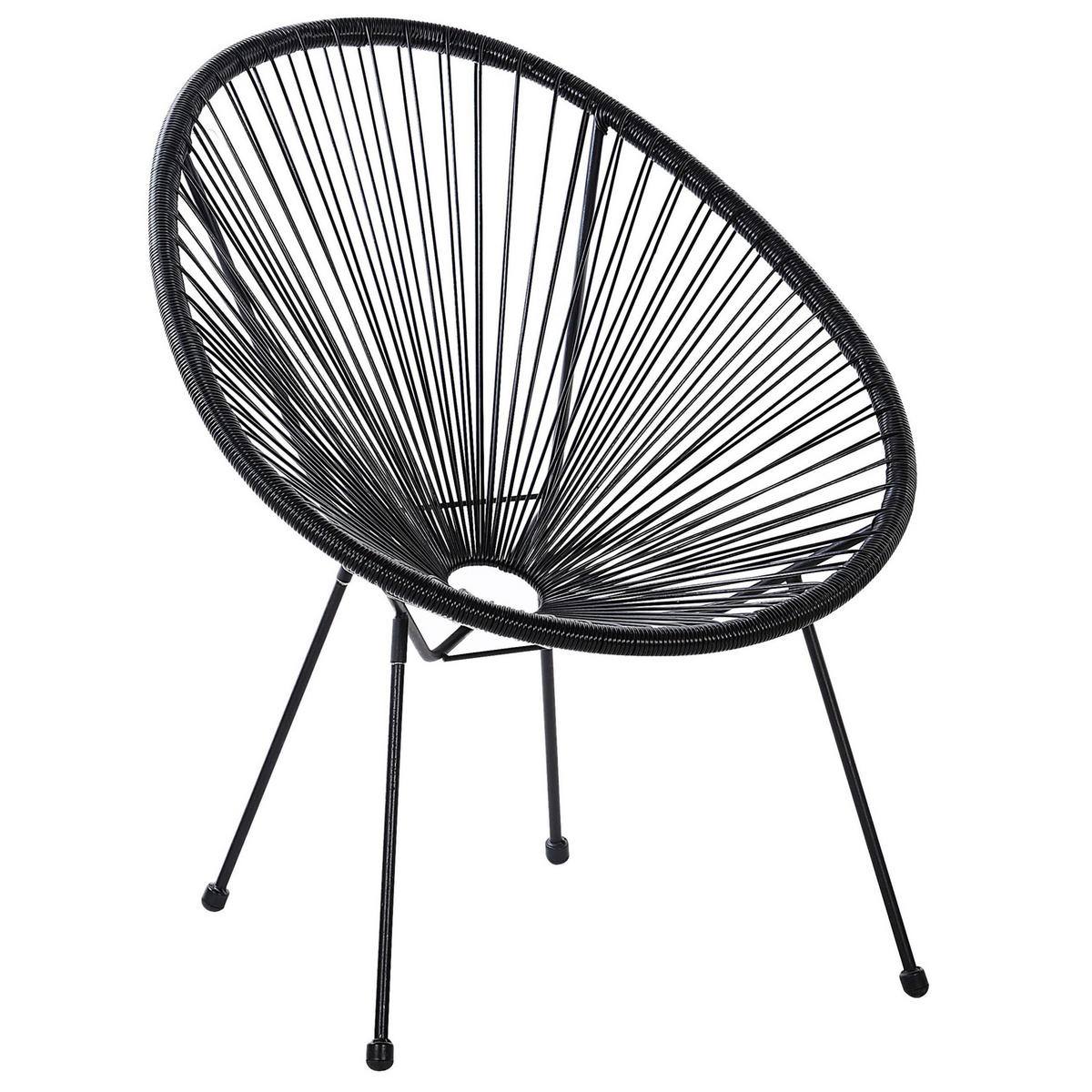 RATTANSTUHL Kunststoff schwarz 70 cm Acapulco II - Schwarz, Kunststoff (70/87/90cm) - Beliani