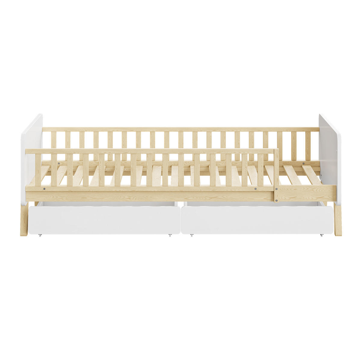 KINDEREINZELBETTEN aus Massivholz 90x190 cm in Weiß mit 2 Schubladen - Weiß, Holz (90/190cm) - Modfu
