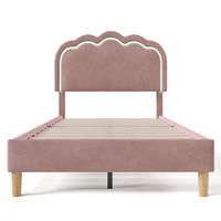 POLSTERBETT 90/200 cm Rosa aus Samt mit LED-Kopfteil - Pink, Textil (90/200cm) - OKMYHOME