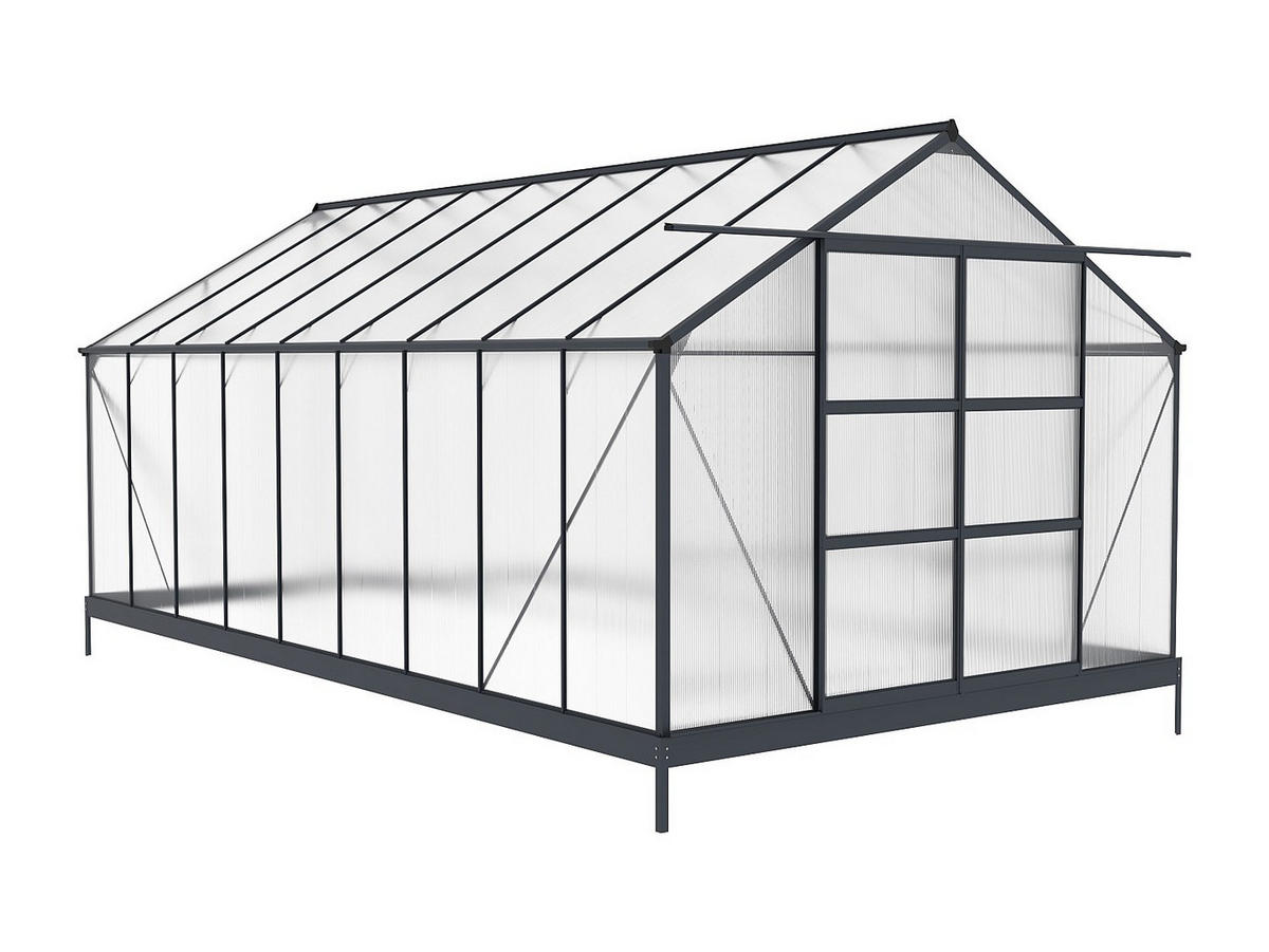 SELBSTTRAGENDES Gewächshaus - 303cm x 543cm - Polycarbonat - anthrazitgrau - IXORA - Anthrazit, Kunststoff (303/157/543cm) - Vente-Unique
