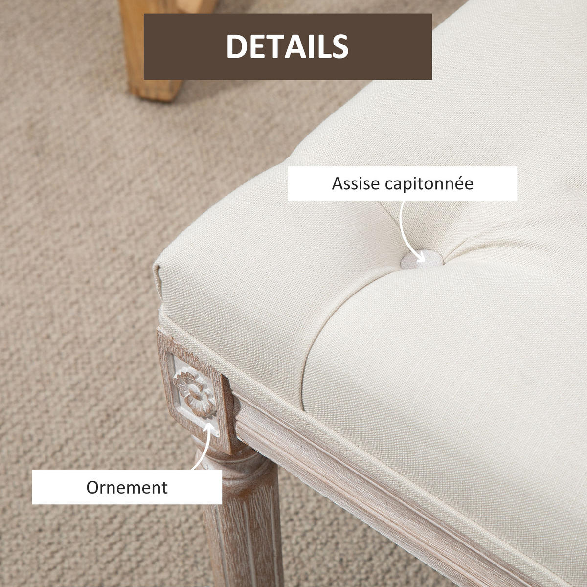 SITZBANK Beige 80/40/43 cm - Beige, Holz/Textil (40/43/80cm) - PANGIVO