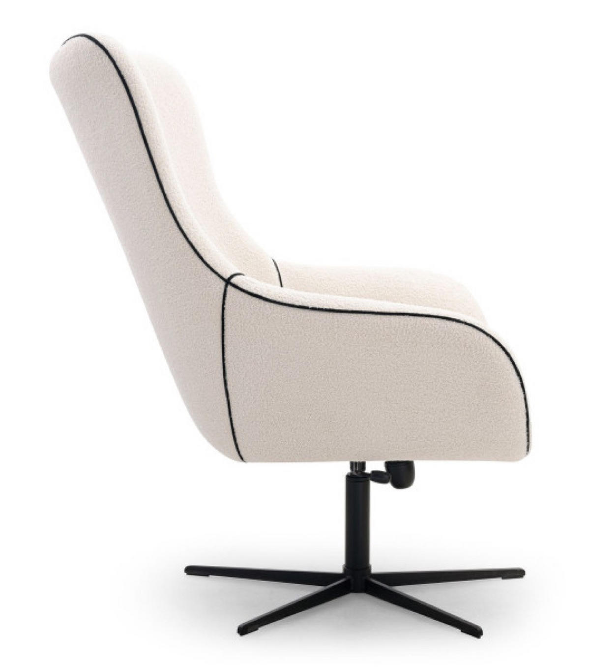 SESSEL Weiß LISA Drehbar Verstellbare Rückenlehne Bezug Bouclé - Weiß, Textil (88/110/106cm) - Sepro Meble