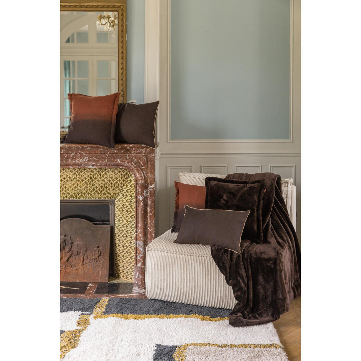 KISSEN Zeff Céleste ebenbraun 45 x 45 cm - Dunkelbraun, Textil (45/45cm) - Vivaraise
