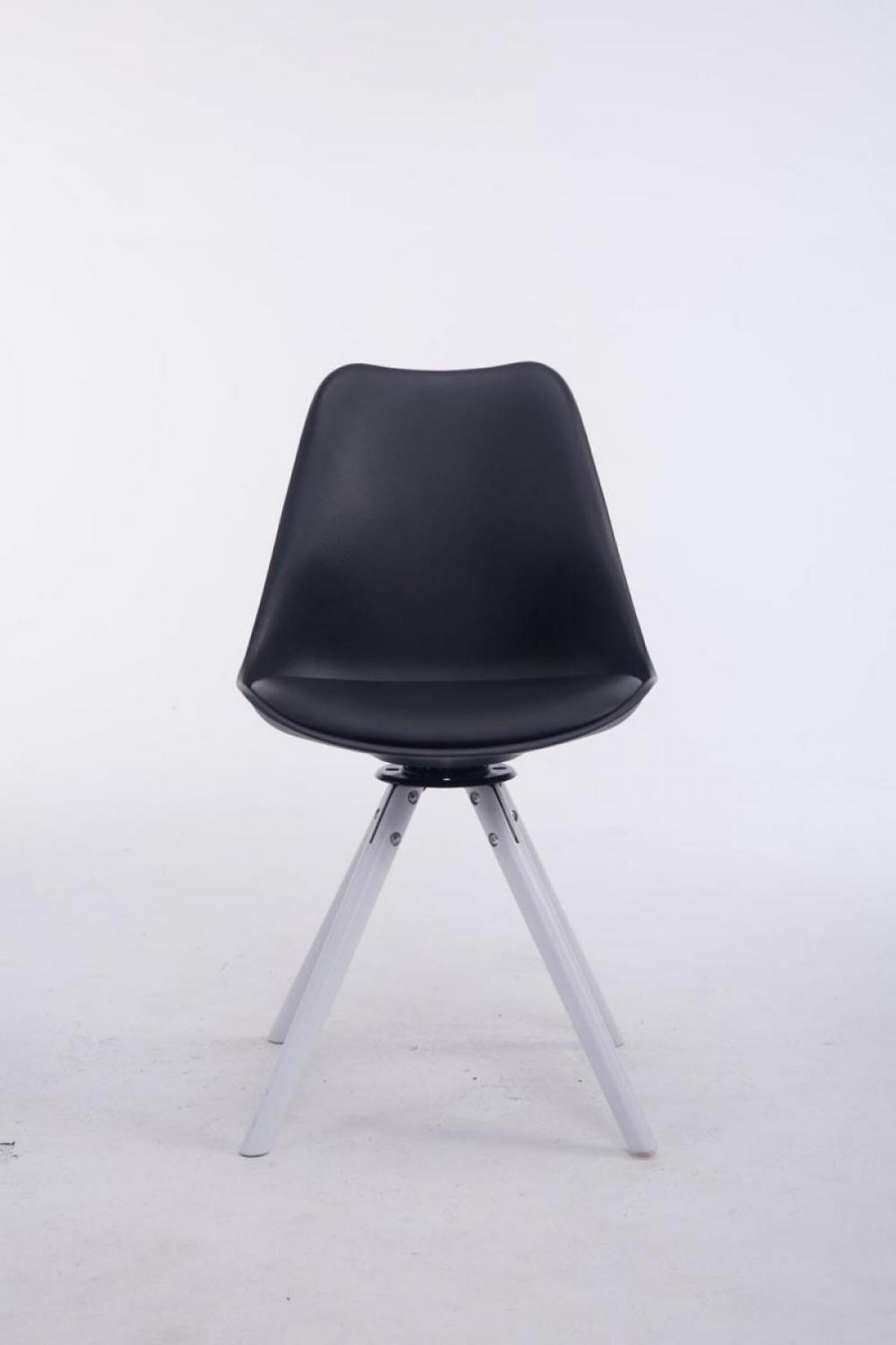 STUHL Lederlook Schwarz - Schwarz/Weiß, Holz/Textil (48/84/56cm) - CLP