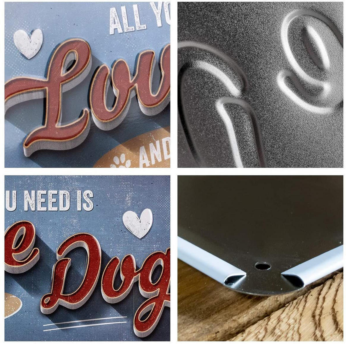 HÄNGESCHILD 10/20 cm PfotenSchild Love Dog - Multicolor, Metall (20/10/0.2cm) - Nostalgic-Art