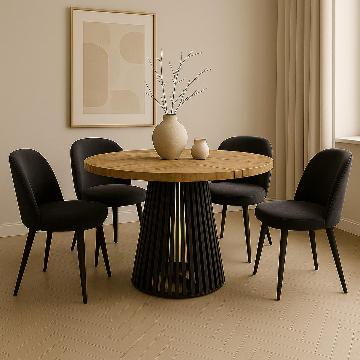 TISCH Schwarz DUSTO Ausziehbar Mit Lamellen 100/200 cm - Multicolor/Schwarz, Holzwerkstoff (200/100/77cm) - Sepro Meble