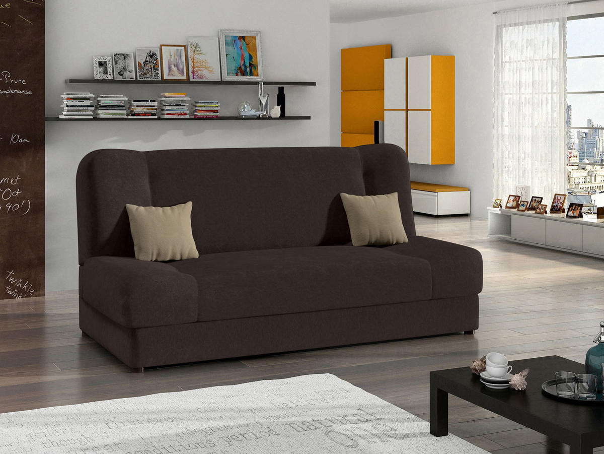 SCHLAFSOFA Jonas Style - Dunkelbraun, Holz/Textil (195/86/87cm)