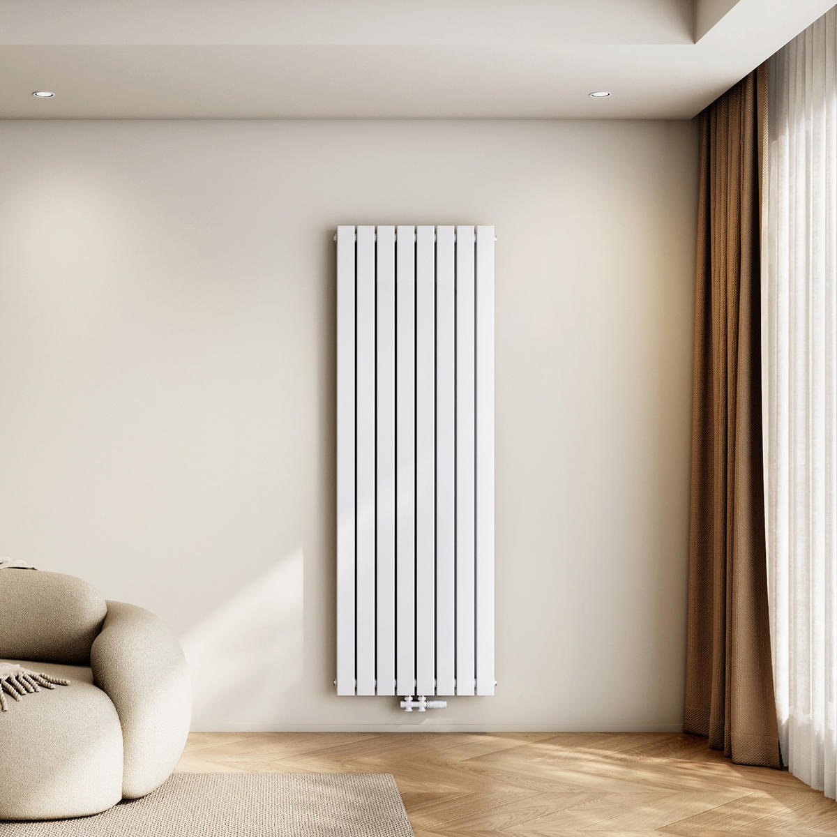 HEIZKÖRPER Vertikal Warmwasser Zweilagig Weiß 180/61,6/6,6 cm - Weiß, Metall (62/180/6.3cm) - EMKE