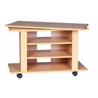 TV Board – Buchenholz drehbar rollbar 3 Ebenen - Schwarz/Braun, Holz/Kunststoff (38/75/51cm) - KADIMA DESIGN