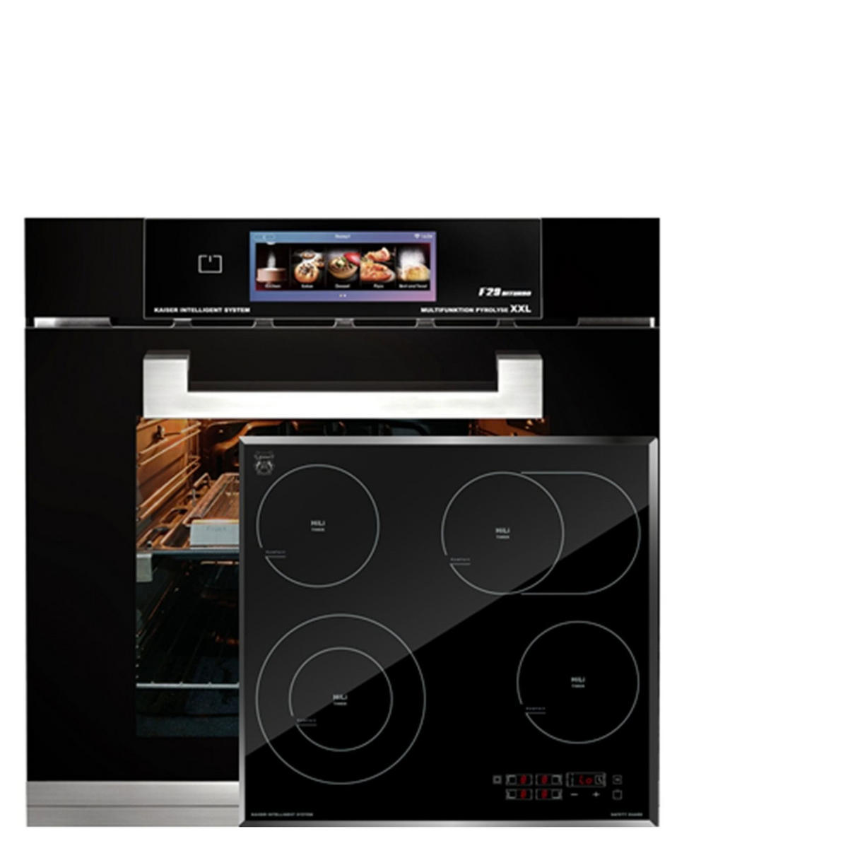 MULTIFUNKTIONS-ELEKTRO-BACKOFEN 60 cm EH 6344 N+KCT 6115 F Glaskeramik Kochfeld 60cm - Schwarz, Metall (59.4/59.4/57.5cm) - Kaiser Küchengeräte