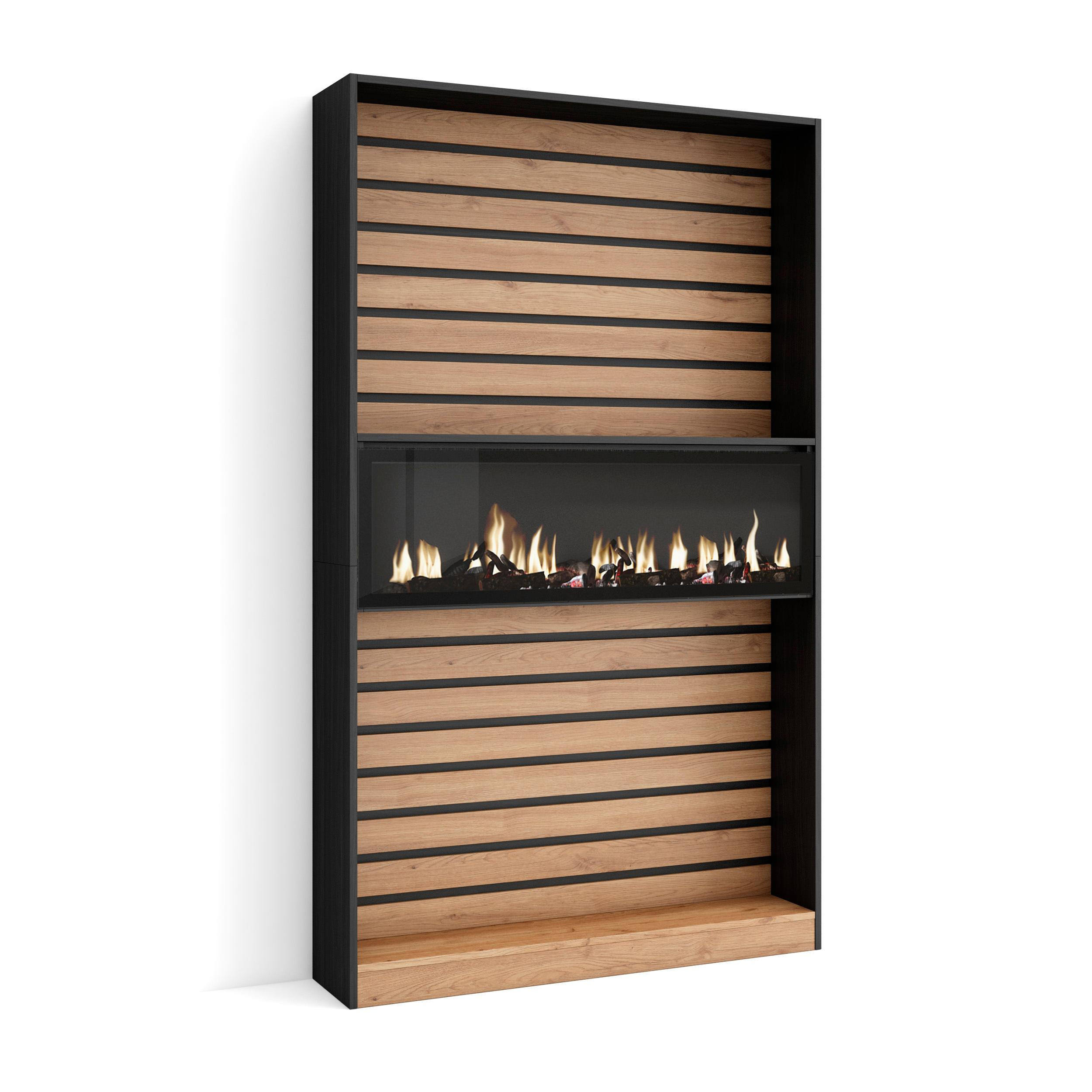 Skraut Home Regal Eiche, Schwarz 110x186x25 cm