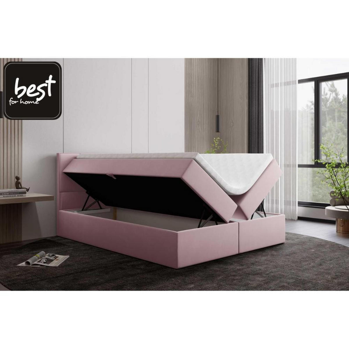 BOXBETT Jubilee Bonellfederkern inkl. Topper - Rosa, Holz/Holzwerkstoff (200/200cm) - Best For Home