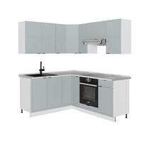 ECKKÜCHE Fame-Line Hellblau-grau/Weiß 160 x 60 cm ohne AP - Blaugrau/Weiß, Holzwerkstoff (190/81.6/46cm) - Vicco
