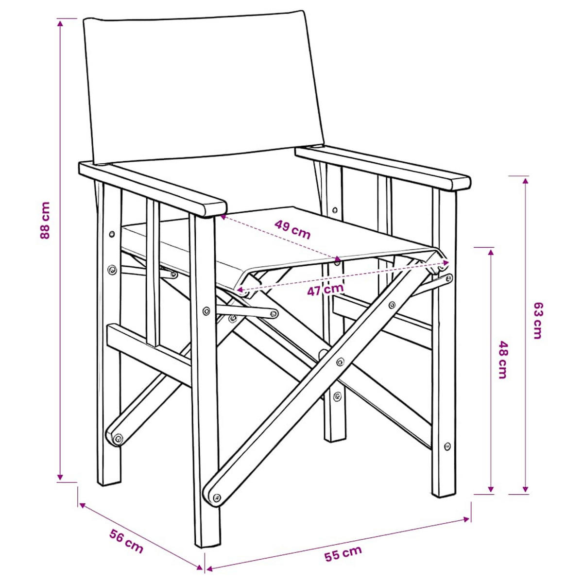 REGIESTÜHLE 2er Set Massivholz Akazie - Dunkelgrau, Holz (55/88/56cm) - vidaXL