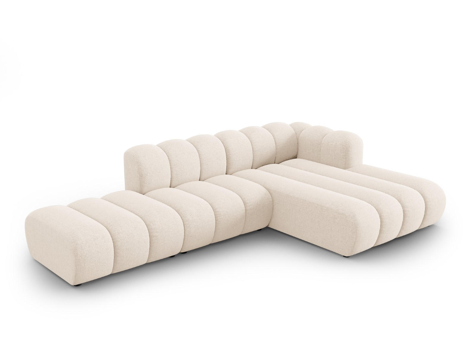 ECKSOFA modular rechts Lupine aus Chenille-Stoff leichtes beige 5 Sitzplätze - Creme, Textil (177/299cm) - Micadoni
