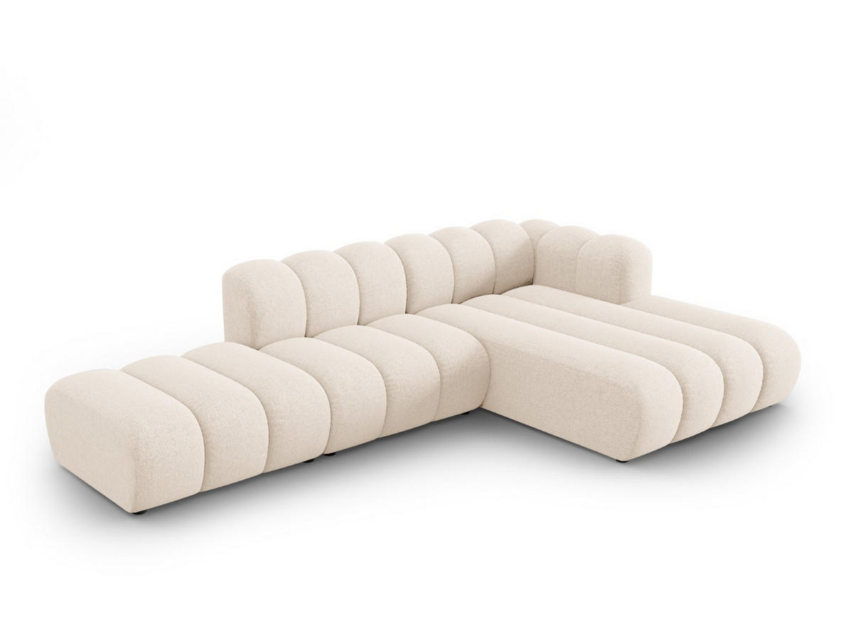 ECKSOFA modular rechts Lupine aus Chenille-Stoff leichtes beige 5 Sitzplätze - Creme, Textil (177/299cm) - Micadoni
