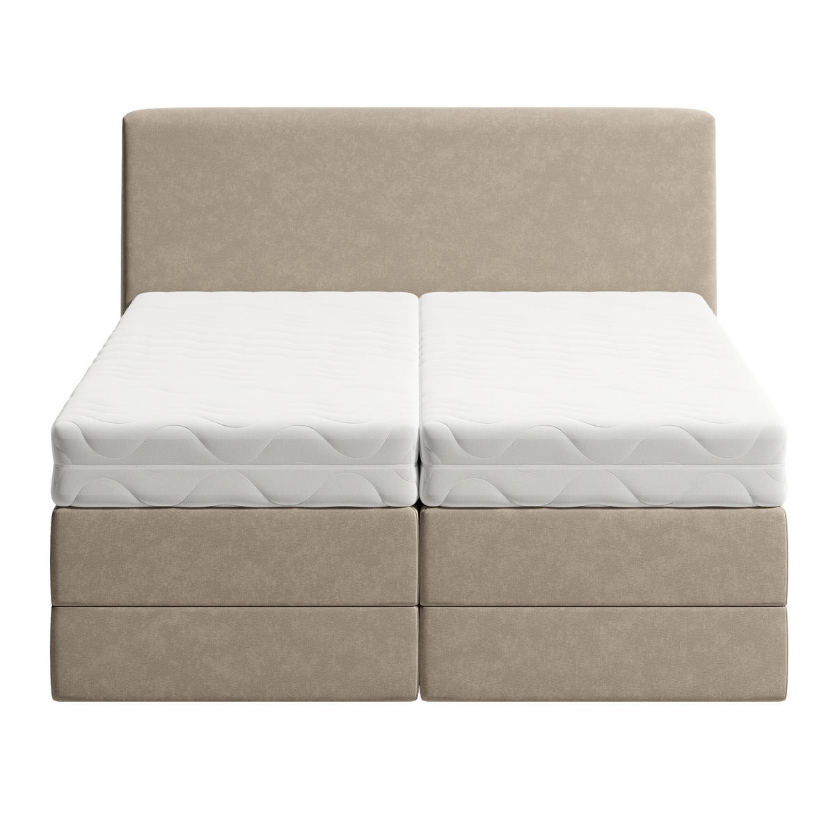 BOXSPRINGBETT mit Bonnell Matratze, mit Kopfteil, 160 x 200 cm, in Beige - Beige, Naturmaterialen (160/200cm) - Home Collective