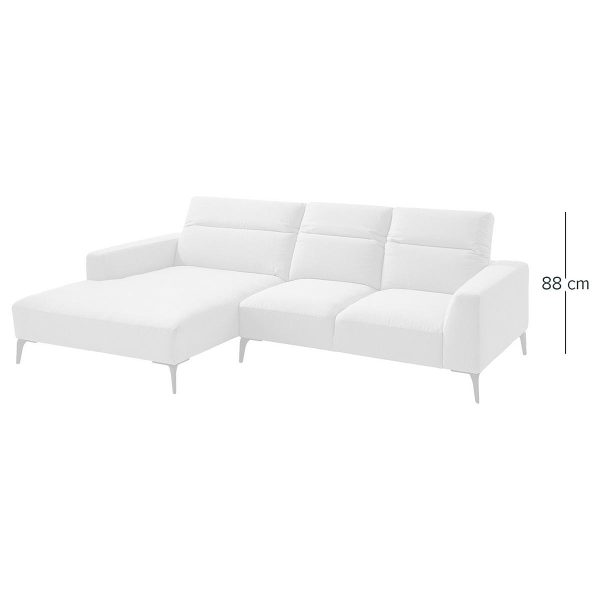 ECKSOFA mit Longchair - Hellgrau/Schwarz, Textil/Metall (265/180cm) - home24
