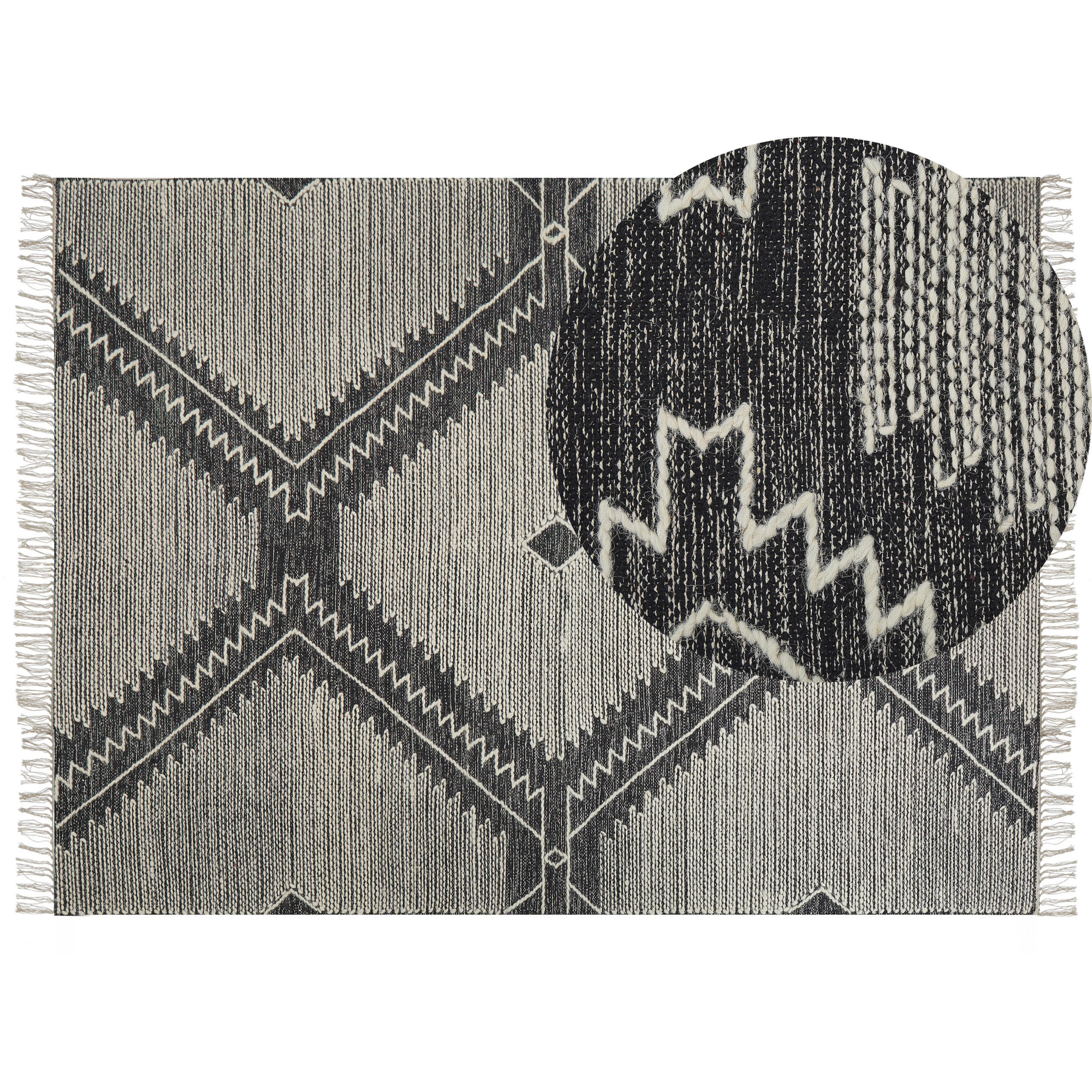 KURZFLOR-TEPPICH Arbaa 230/160 cm - Schwarz, Textil (160/230cm) - Beliani