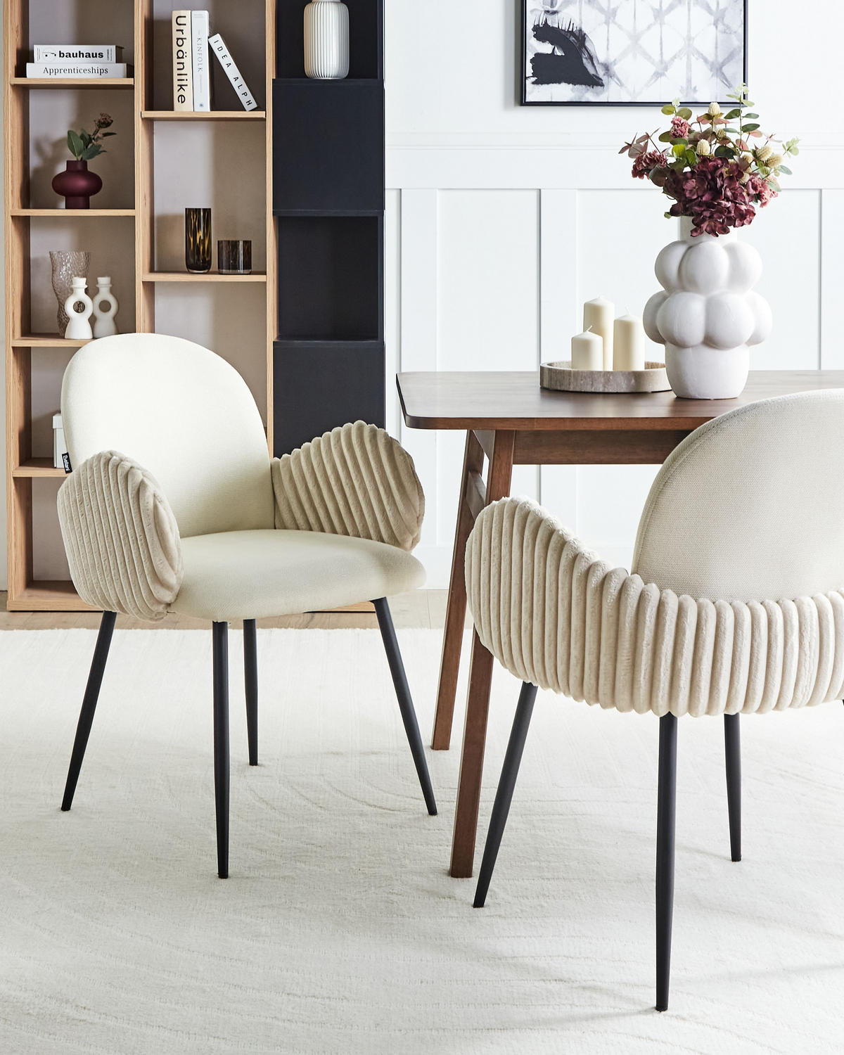 ESSZIMMERSTUHL 2er-Set Hellbeige Amity - Beige/Schwarz, Textil (50/84/56cm) - Beliani