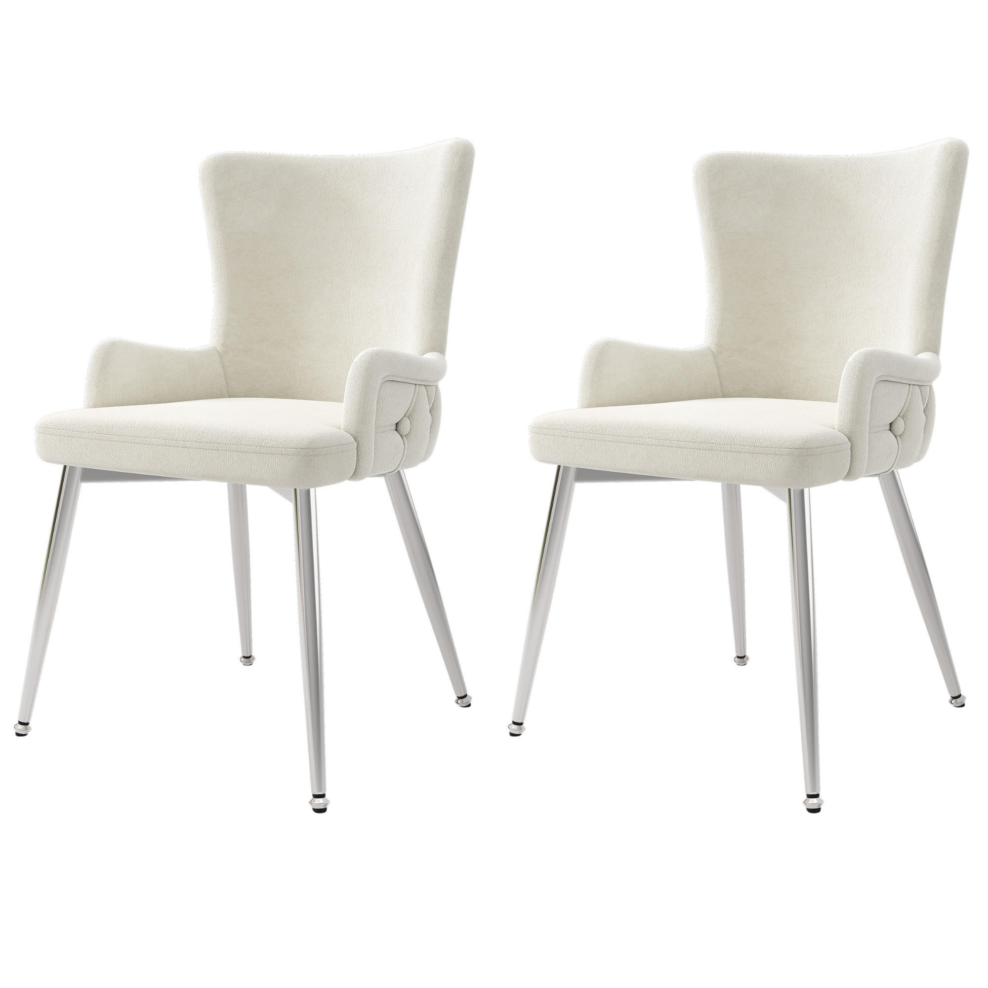 ARMLEHNSTUHL-SET DE-35763 2 Stück mit Samt und Silberbeinen Beige - Beige, Metall (49/85/47cm) - ComfortXL