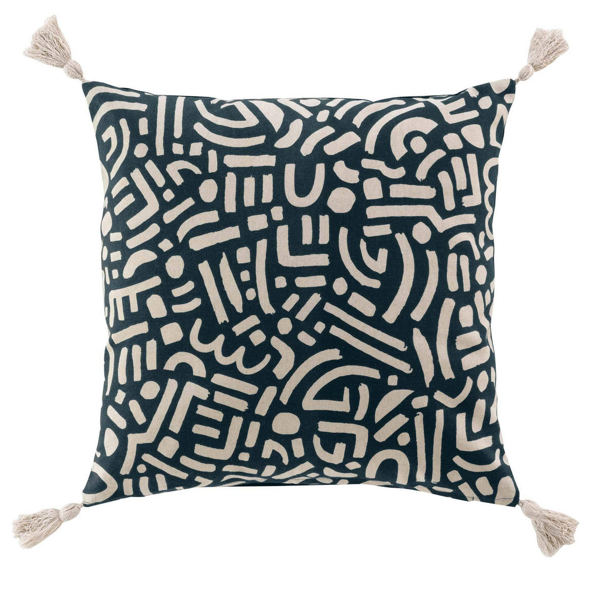ZIERKISSEN Lior 45/45 cm - Schwarz, Naturmaterialen (45/45cm) - Douceur d´intérieur
