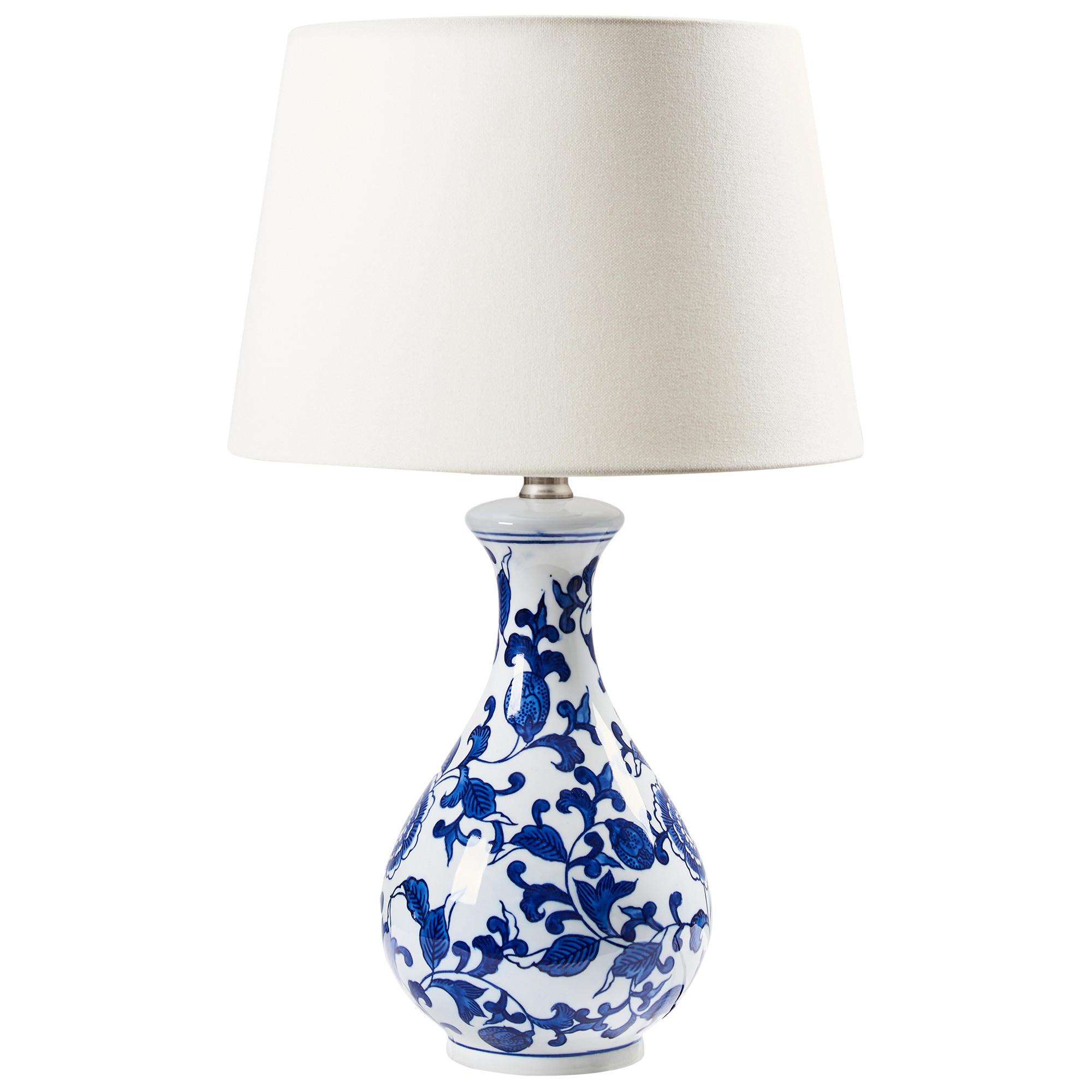 TISCHLEUCHTE Weiß/Blau Carmen - Blau/Weiß, Keramik (30/30/48cm) - Beliani
