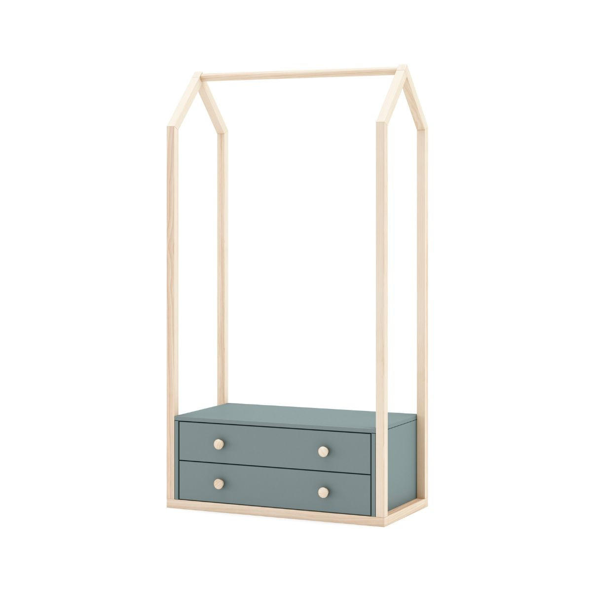 KLEIDERSCHRANK mit 2 Schubladen L80 cm - Esteban - Grün, Holzwerkstoff (40/170/80cm) - Calicosy