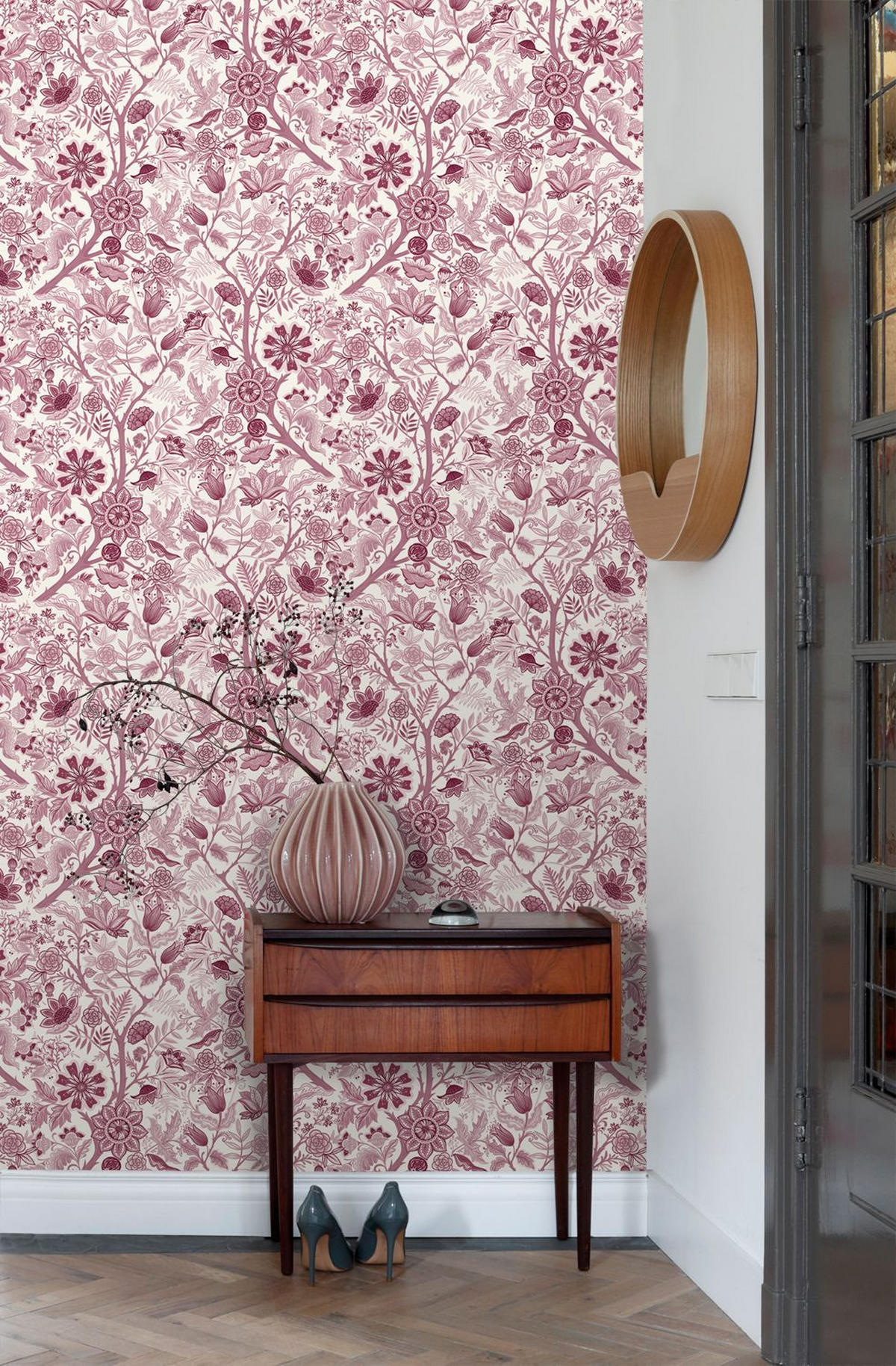 TAPETE Blumenmuster 50 x 900 cm - Rot, Papier (50/900cm) - ESTAhome