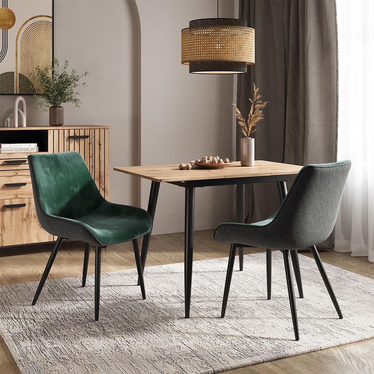 ESSZIMMERSTUHL Eleganza Grün 2er Set - Dunkelgrün, Metall (53.5/85/59cm) - Vicco